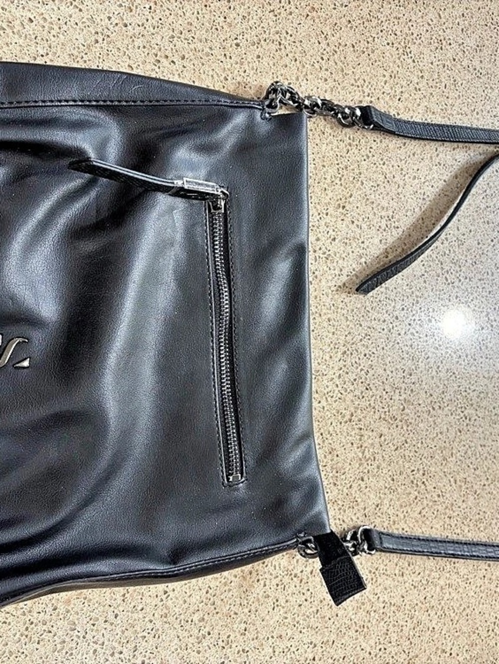 Vera Wang Black Chain Strap Crossbody Bag